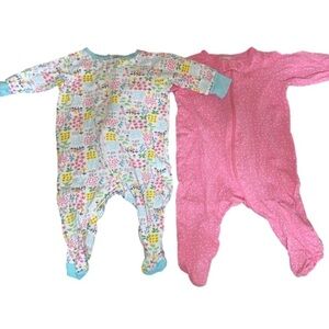 ⭐️3/$20 Onesies Footed Pajamas 2-Pack, 0-3 Months, Pink/Floral